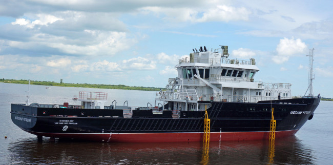 Обои картинки фото александр рогоцкий, корабли, баркасы ,  буксиры, проект, 19910, александр, рогоцкий, малое, гидрографическое, судно, россия, благовещенск, спуск, на, воду