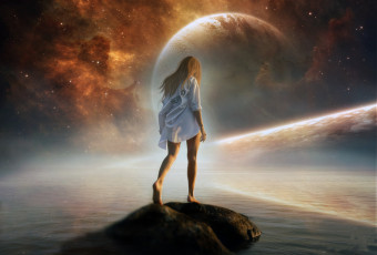 Картинка разное компьютерный+дизайн девушка фон вода планета