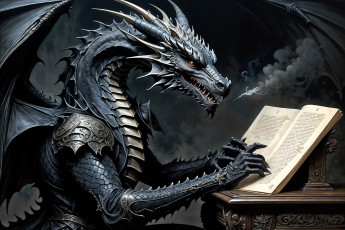 обоя фэнтези, драконы, дракон, дым, книга