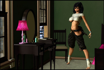 Картинка 3д графика people люди лампа стул стол