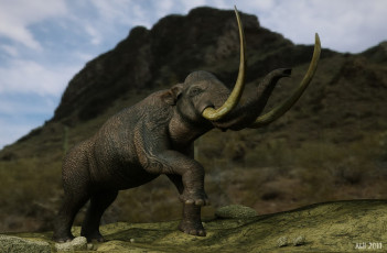 Картинка 3д графика animals животные бивни мамонт