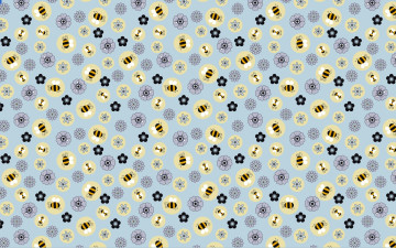 обоя векторная, графика, пчелки, цветочки, текстура