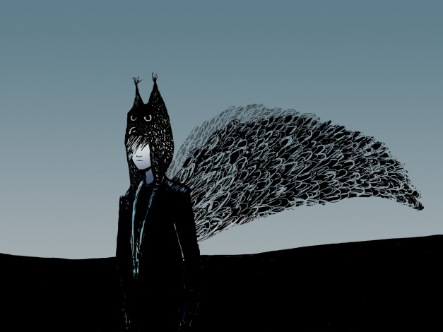 Обои картинки фото векторная, графика, мальчик, крыло