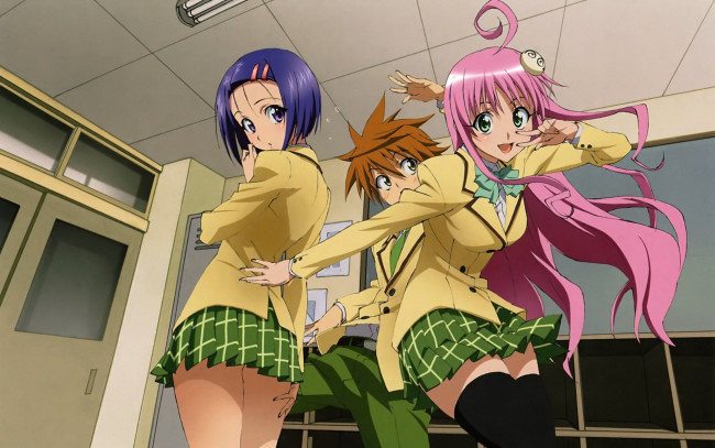 Обои картинки фото аниме, to, love, ru, девушки