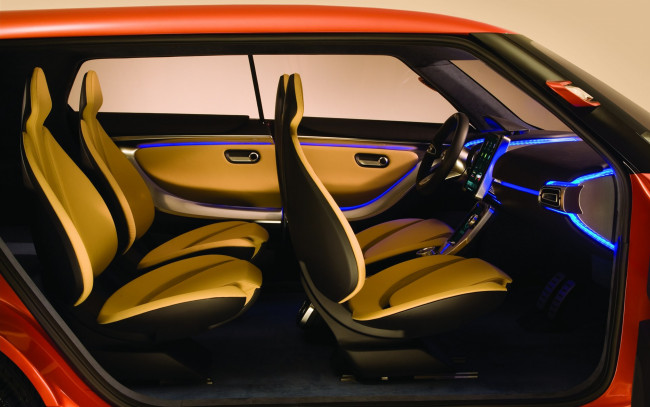 Обои картинки фото ssangyong, xiv, concept, 2011, автомобили, интерьеры, красный, авто