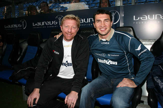 Обои картинки фото борис, бейкер, владимир, кличко, мужчины, виталий, боксер, теннисист