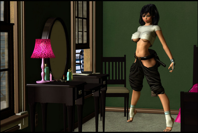 Обои картинки фото 3д, графика, people, люди, лампа, стул, стол