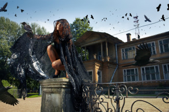 Картинка -Unsort+Креатив девушки unsort креатив дом вороны шаль