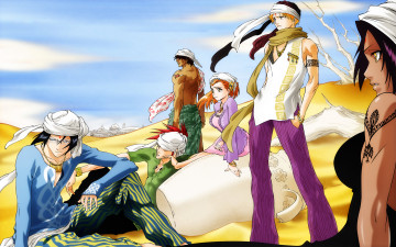 Картинка аниме bleach sado yasutora ishida uryuu kurosaki ichigo inoue orihime abarai renji shihouin yoruichi