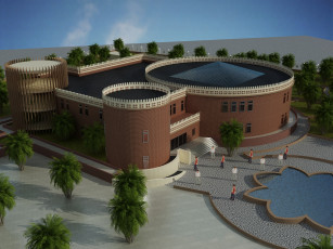 Картинка 3д графика architecture архитектура деревья дом