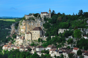 Картинка рокамадур франция города пейзажи утес дома