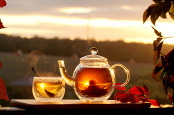 Картинка еда напитки Чай закат заварник