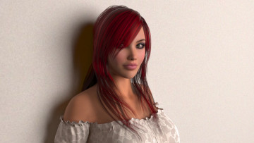 Картинка 3д графика portraits портрет рыжая взгляд