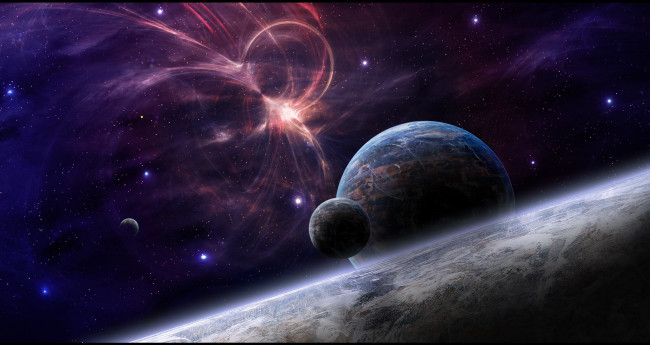 Обои картинки фото космос, арт, планеты, звезды