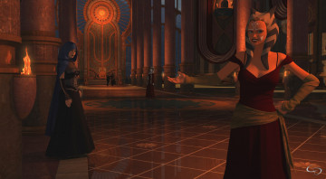 Картинка 3д+графика фантазия+ fantasy девушка огонь халк дворец взгляд