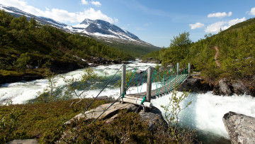 Картинка природа реки озера мост стремнина река горы