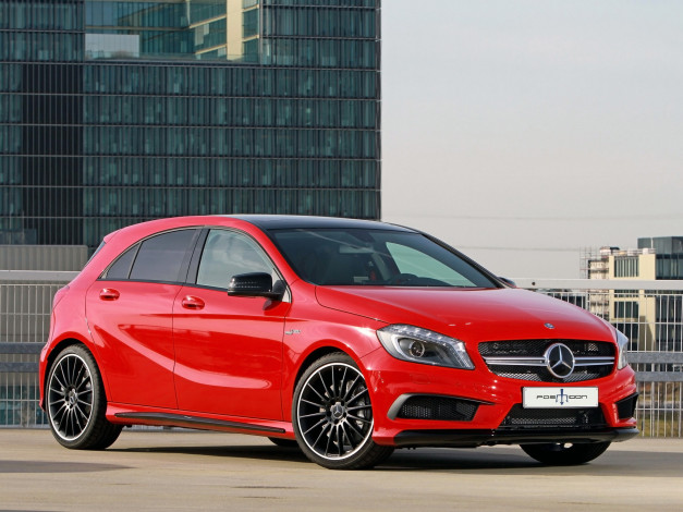Обои картинки фото автомобили, mercedes-benz, posaidon, a, 45, amg, w176, 2014г, красный