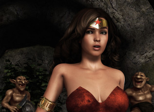 Картинка 3д+графика фантазия+ fantasy тролли фон взгляд девушка