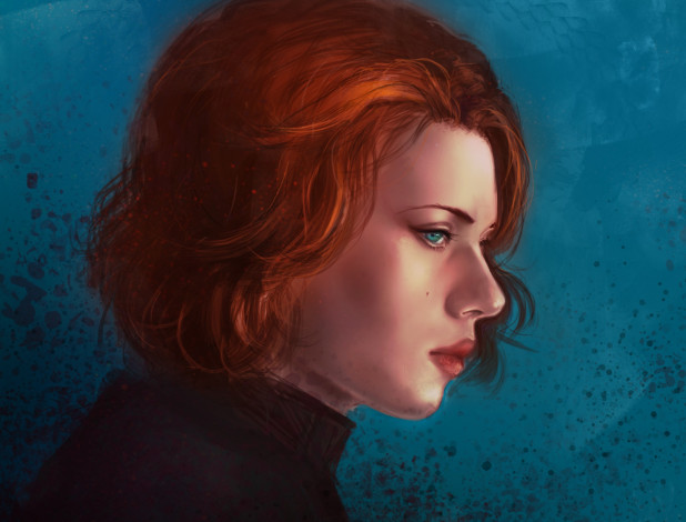 Обои картинки фото рисованное, люди, девушка, рыжая, скарлет, йохансон