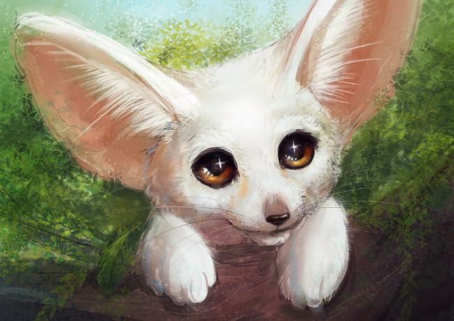 Обои картинки фото рисованное, животные,  лисы, фенёк, лис