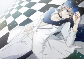 Картинка аниме vocaloid парень взгляд фон