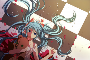 Картинка аниме vocaloid девушка взгляд фон