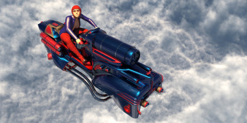 обоя 3д графика, фантазия , fantasy, девушка, полет, фон, взгляд