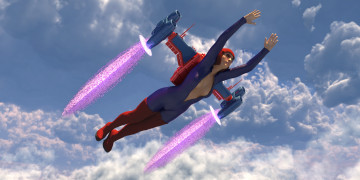 Картинка 3д+графика фантазия+ fantasy полет фон взгляд девушка