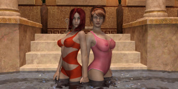 Картинка 3д+графика люди+ people девушки взгляд фон