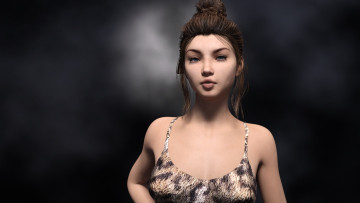 Картинка 3д+графика люди+ people девушка взгляд фон