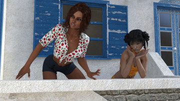 Картинка 3д+графика люди+ people девушка взгляд фон