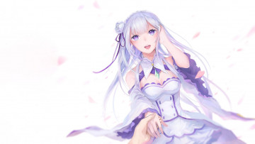 Картинка аниме re +zero+kara+hajimeru+isekai+seikatsu фон взгляд девушка