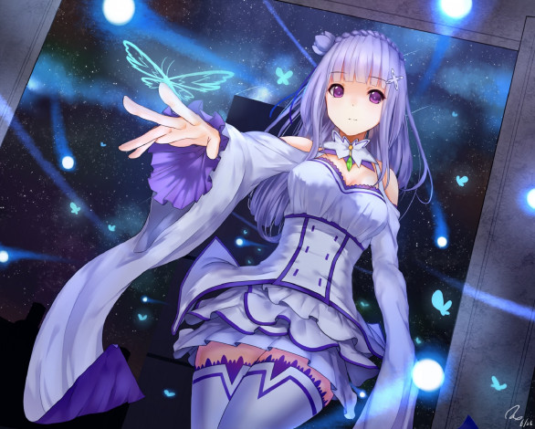 Обои картинки фото аниме, re,  zero kara hajimeru isekai seikatsu, эмилия