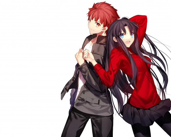 Обои картинки фото аниме, fate, stay night, широ, рин