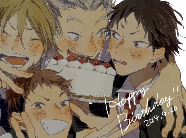 Обои картинки фото аниме, haikyuu, парни, волейбол