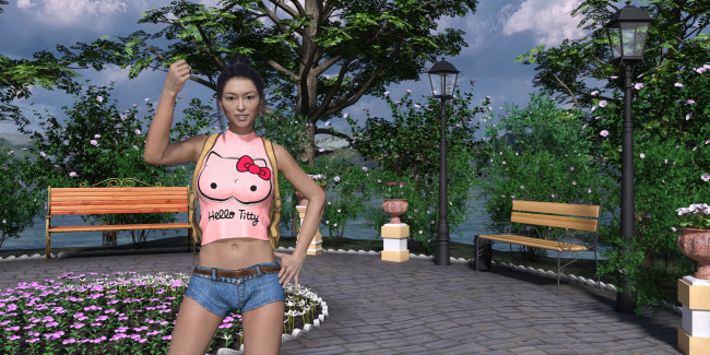 Обои картинки фото 3д графика, люди , people, взгляд, девушка, фон