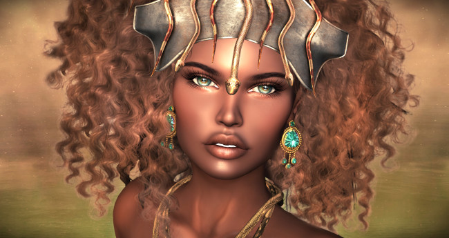 Обои картинки фото 3д графика, портрет , portraits, лицо, девушка, фон, взгляд, украшение