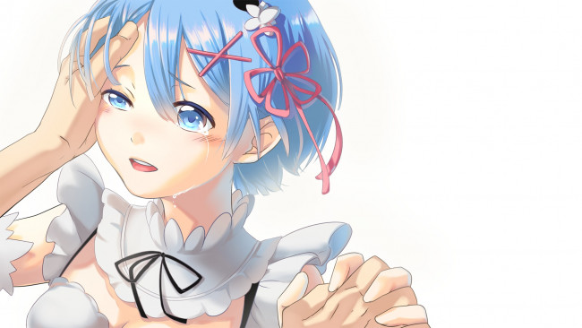 Обои картинки фото аниме, re,  zero kara hajimeru isekai seikatsu, девушка, взгляд, фон