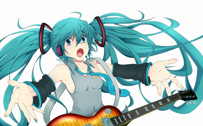 Обои картинки фото аниме, vocaloid, фон, взгляд, девушка