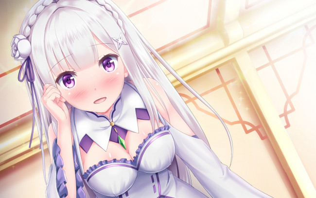 Обои картинки фото аниме, re,  zero kara hajimeru isekai seikatsu, фон, взгляд, девушка