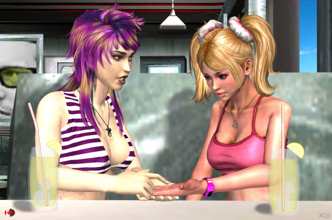 Обои картинки фото 3д графика, люди , people, девушки, взгляд, фон