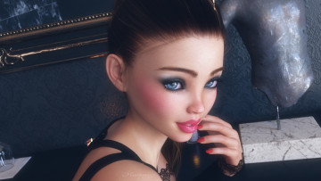 Картинка 3д+графика портрет+ portraits фон взгляд девушка