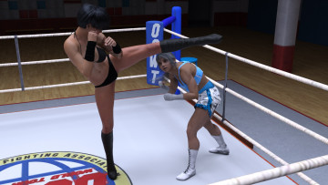 Картинка 3д+графика спорт+ sport взгляд девушки фон бокс ринг