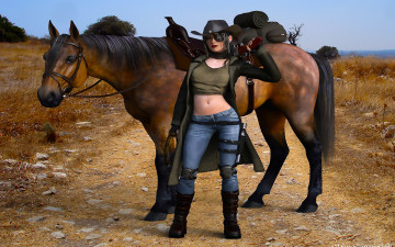 Картинка 3д+графика люди+и+животные+ people+and+animals фон взгляд девушка