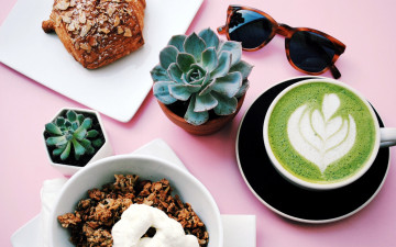 Картинка еда кофе +кофейные+зёрна рисунок булочка очки