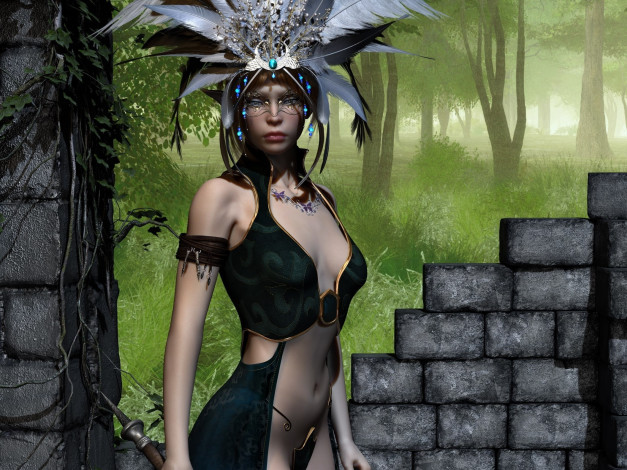 Обои картинки фото 3д графика, эльфы , elves, кастаника, фон, взгляд