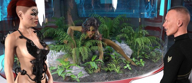 Обои картинки фото 3д графика, фантазия , fantasy, фон, взгляд, девушка