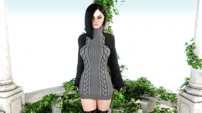 Обои картинки фото 3д графика, люди , people, фон, взгляд, девушка