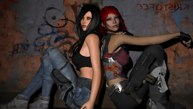 Обои картинки фото 3д графика, люди , people, взгляд, девушки, фон