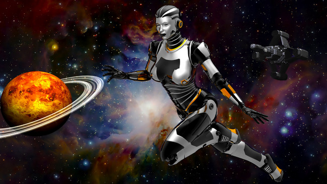 Обои картинки фото 3д графика, _science fiction, взгляд, девушка, фон